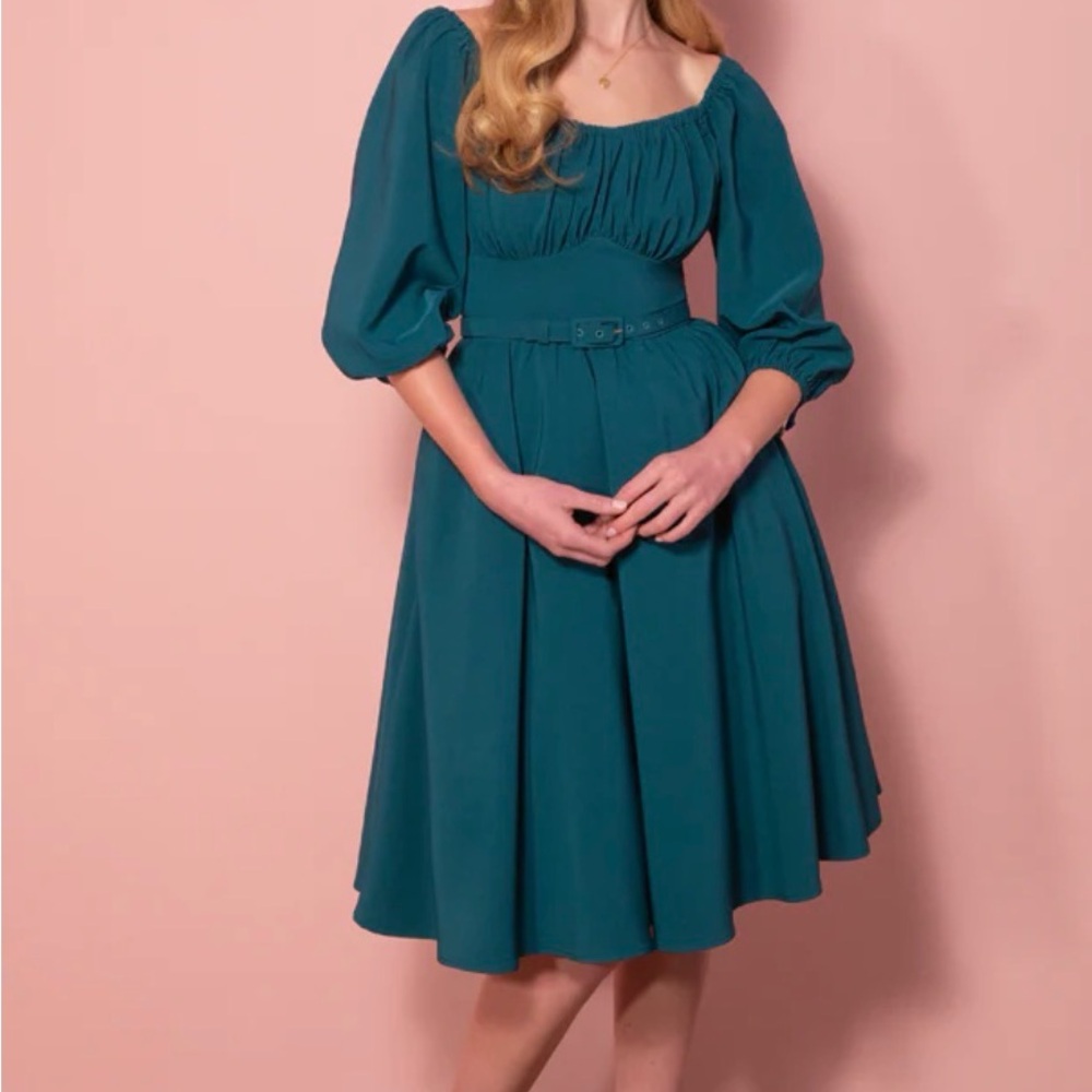Brand New Vixen by Micheline Pitt large teal Vacation Dress
